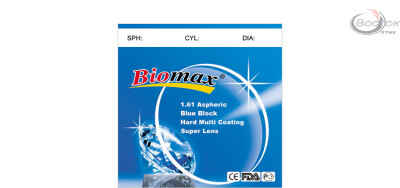 Линза полимерная Biomax асферическая с покрытием Blue Block. Индекс 1,61 (шт.)