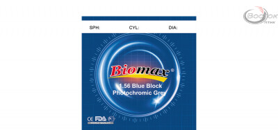 Линза полимерная Biomax фотохромная с покрытием Blue Block (серая). Индекс 1,56 (шт.)