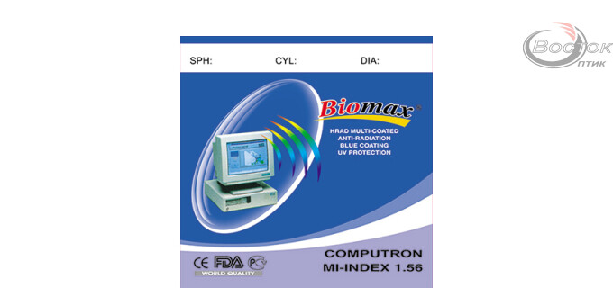 Линза полимерная Biomax c покрытием EMI (синий блик). Индекс 1,56 (шт.)